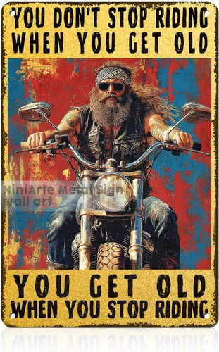 Vista 18 de Letrero de metal con texto en inglés "I Do What I Want Cat Riding Motorcycle Retro Wall Art Decor for Home Office Bar Wall Decor 8x12