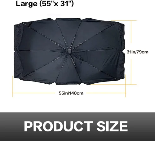 Vista 4 de VAGURFO Parasol para automóvil, cubierta de parabrisas mejorada, cubierta solar portátil reflectante UV, parasol universal para parabrisas