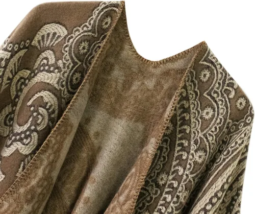 Vista 148 de Urban CoCo Poncho de colores para mujer, chal con frente abierto, color en bloques