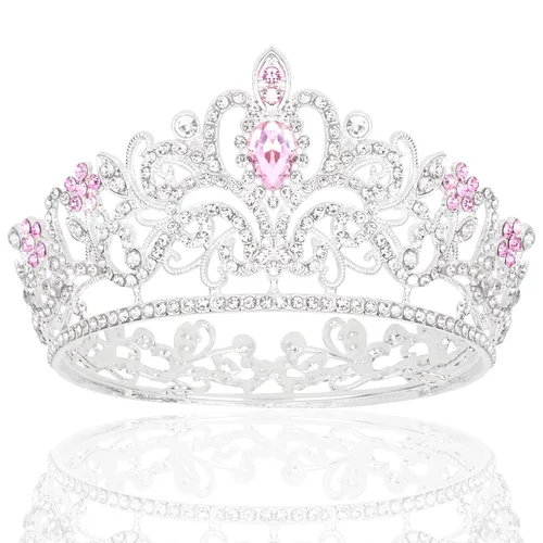 Vista 9 de CIEHER Corona pequeña negra para niñas, tiara de princesa, decoración de pastel de cumpleaños