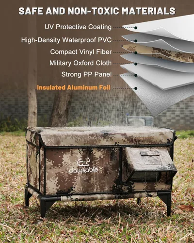 Vista 3 de Casa resistente para gatos con calefacción para exteriores para invierno, casa aislada con calefacción para gatos para exteriores con dos puertas