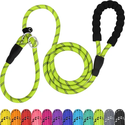 Vista 15 de TagME Correas Deslizantes para Perros, 6 FT Correa Deslizante de Servicio Pesado con Mango Acolchado, Cuerda Fuerte Anti-Tirones Correa de Negro