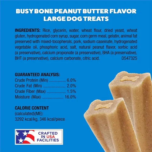 Vista 6 de Purina Busy Bone Huesos Masticables para Perros Adultos, Mantequilla de Maní - Bolsa de 10 ct