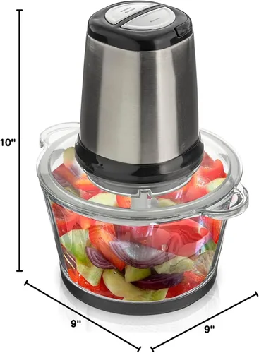 Vista 8 de Food Processors & Vegetable Chopper with Glass Bowl Ground Meat Vegetables Fruits Nuts Ice, Stainless Steel