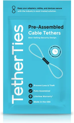 Vista 2 de Bloqueo de cable resistente: un kit de anclaje de cable inoxidable premontado resistente a manipulaciones para computadoras, adaptadores y dongles