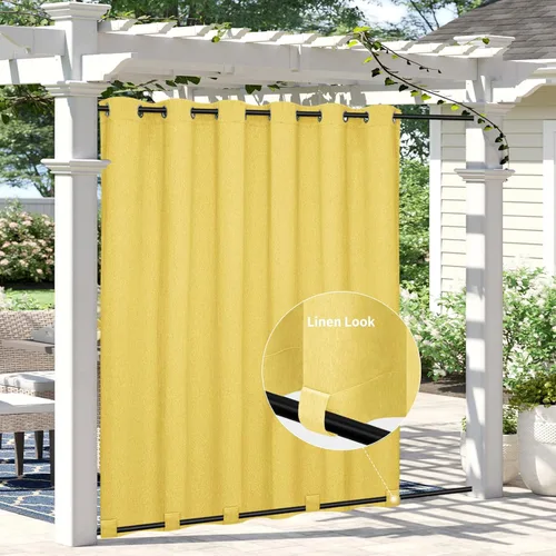 Vista 26 de Easy-Going - Cortinas para exterior con aspecto de lino impermeables y a prueba de viento para porche, cortinas suaves y gruesas de privacidad