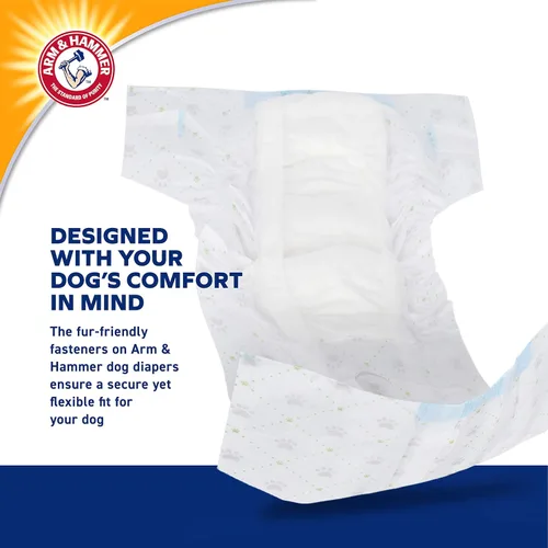 Vista 6 de Arm & Hammer Pañales para perros hembras para mascotas, talla XS, 12 unidades, ultra absorbentes, ajustables, con protección a prueba de fugas e