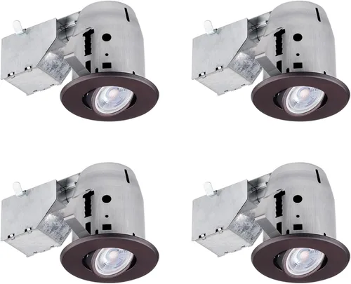 Vista 8 de GLOBE Electric 90718 - Kit de iluminación empotrable LED de 3 pulgadas con clasificación IC giratoria, paquete de 4, acabado blanco, clips de fácil