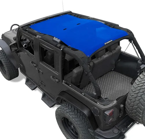 Vista 80 de Shadeidea - Parasol para vehículo Jeep Wrangler JK (2007-2018) de 2 puertas, delantero y trasero, pantalla de malla color negro, cubierta