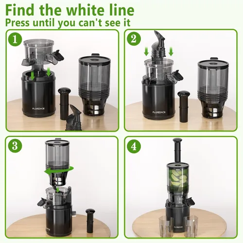 Vista 7 de Exprimidor de prensa en frío – 6.5 pulgadas de canal de alimentación extra grande que permite exprimidor eléctrico de masticación sin usar