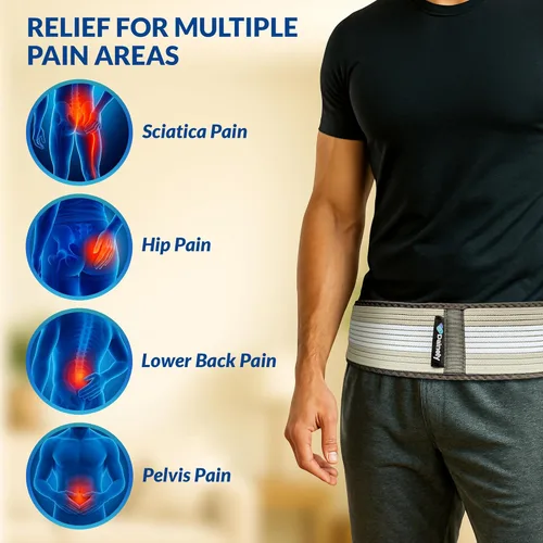 Vista 4 de Dainely Sacroiliac Si - Cinturón de apoyo para articulaciones – Cinturón para aliviar el dolor de ciática – Cinturón estabilizador de cadera
