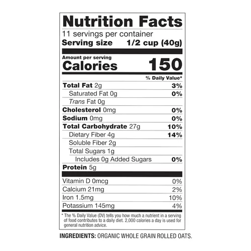 Vista 2 de Oatsome Avena rápida orgánica, bolsa de 1 libra, sin gluten, avena integral para avena, hornear y granola