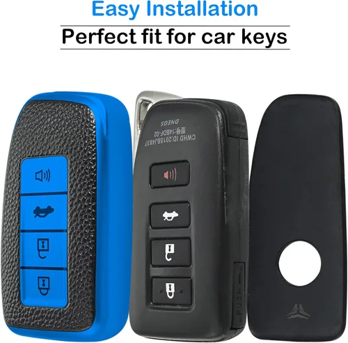 Vista 4 de Kirsnda Funda con textura para llavero compatible con Lexus, funda/protector de llave de TPU suave, 4 botones que se ajusta a ES IS GS NX RX RC GX