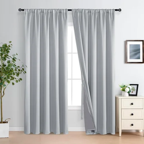 Vista 90 de XWZO Cortinas 100% opacas de 84 pulgadas de largo con alzapaños, protección de privacidad, paneles de ventana de eficiencia energética con forro
