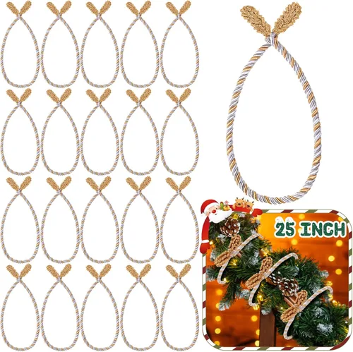 Vista 8 de Zhengmy 20 Piezas Lazos para Guirnalda de Navidad Extra Largos de 25 Pulgadas, Lazos Decorativos Retorcidos de Navidad para Barandilla