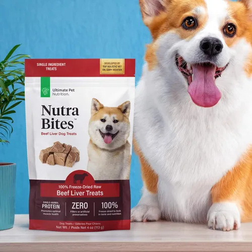 Vista 9 de ULTIMATE PET NUTRITION Nutra Bites - Golosinas liofilizadas de un solo ingrediente crudo para entrenamiento y complemento alimenticio para perros, 4