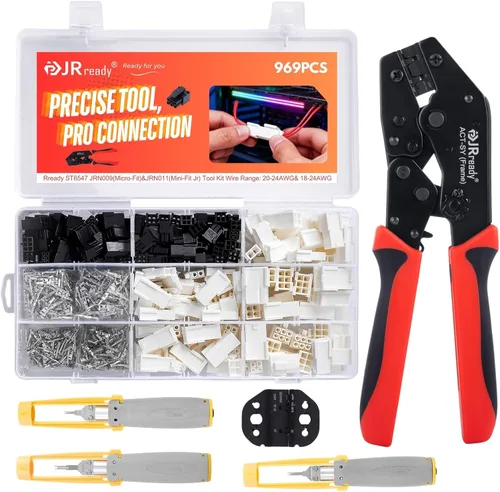 Vista 11 de JRready ST6480 Kit de clavijas de conector eléctrico de 2, 3, 4, 6, 9 y 12 pines con herramienta extractora de terminales de crimpado. 160 juegos.