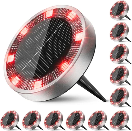 Vista 18 de Peasur Luces solares de suelo para exteriores, paquete de 8 luces planas de disco con energía solar, IP68 impermeable, antioxidante, iluminación