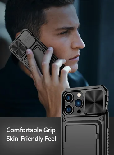 Vista 8 de Vihibii Funda tipo cartera para iPhone 16e / SE4 con tarjetero (4 tarjetas) [bloqueo RFID] y cubierta de cámara deslizante y bordes elevados