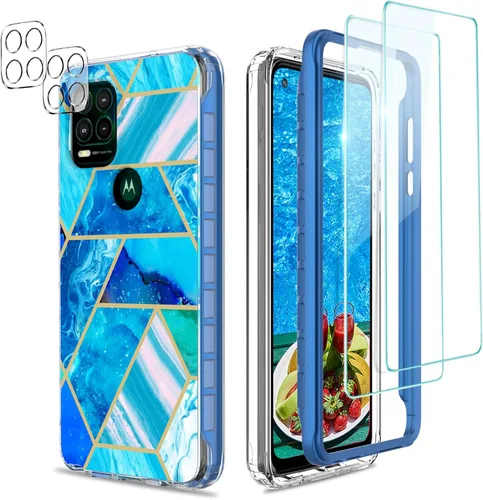 Vista 43 de Jeylly para Moto G Stylus 5G 2021 Funda con [2 Pack] Protector de Pantalla de Vidrio Templado, Protección Grado Militar Anti-Arañazos, Funda