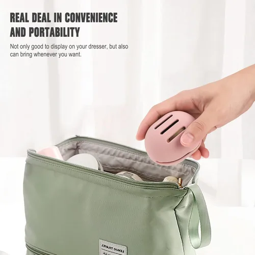 Vista 4 de FERYES Soporte de esponja de maquillaje, funda de silicona ecológica inastillable para maquillaje, para viajes, color rosa