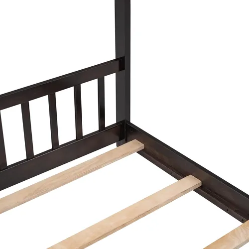 Vista 8 de Harper & Bright Designs Cama matrimonial para niños, cama de madera con cabecera y estribo, base de cama matrimonial para niños pequeños, cuna