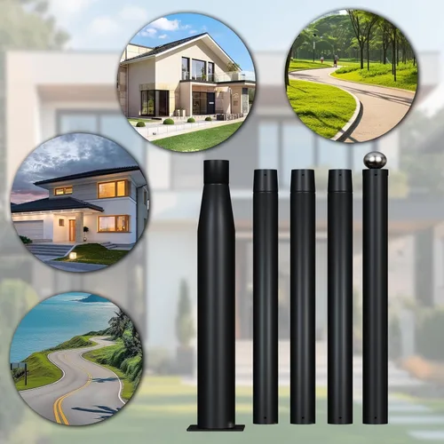 Vista 8 de Poste de luz de calle de 16 pies de alto, accesorio de poste de lámpara de calle solar, lámpara de calle ajustable de metal resistente para luces al