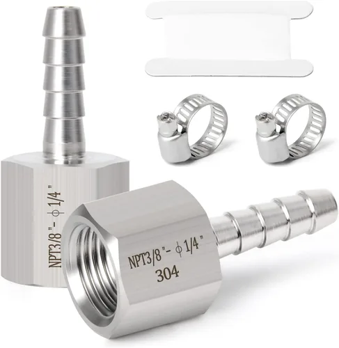 Vista 82 de TAISHER 1 PIEZA Accesorio de Manguera Codo de Acero Inoxidable 304 de 90 Grados - Púa de 1" x Púa de 1" para Combustible/Aire/Líquido/Gas con 2