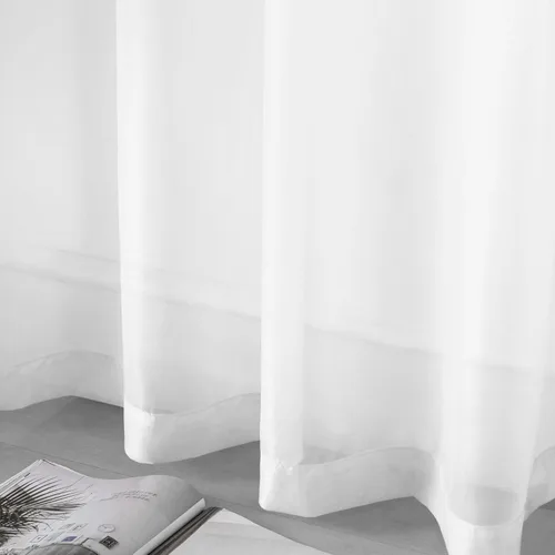 Vista 7 de Cortinas traslúcidas de 108 pulgadas para sala de estar, dormitorio, apartamento, ventana, 2 paneles con ojales, cortinas semitransparentes