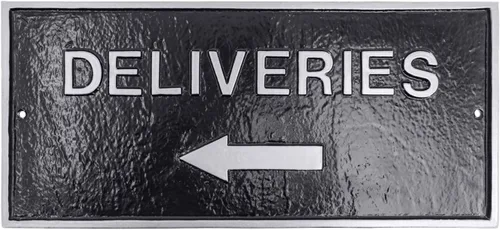 Vista 9 de Montague Metal Products - Entrega con placa de declaración de flecha izquierda - Placa de pared o césped - Resistente a los rayos UV - Aluminio