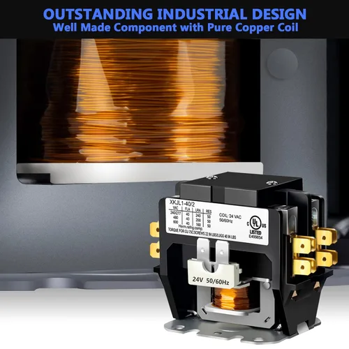 Vista 3 de Contactor HVAC, 40 amperios doble polo/contactor de 2 polos bobina de 24 V, relé de CA de repuesto HN51KC024, compatible con aire acondicionado