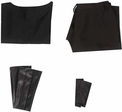 Vista 6 de Disfraz de lobo de la muerte para hombre, gato con botas, pantalones de cosplay, capa protectora de muñeca y pierna, capa negra con capucha