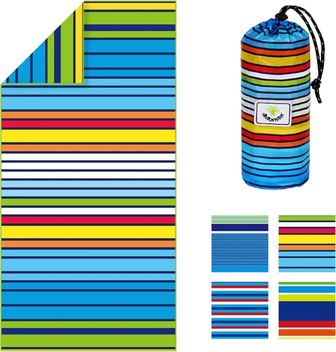 Vista 123 de 4Monster Toalla de playa de microfibra de secado rápido, toalla de viaje ligera súper absorbente para nadadores, toalla de camping sin arena
