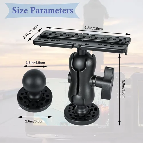 Vista 5 de Base de montaje para buscador de peces, soporte universal de rotación de 360°, soporte electrónico de nailon y acero inoxidable para barco marino