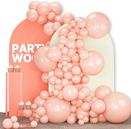 Vista 14 de PartyWoo - Globos nude de 140 piezas en diferentes tamaños de 18, 12, 10, 5 pulgadas, kit de arco de globos de color neutro y melocotón estilo boho