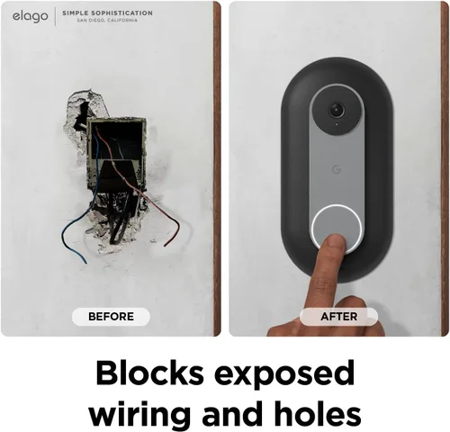 Vista 3 de elago Soporte compatible con Google Nest Hello Video Doorbell Wall Plate (cableado, 2ª y 3ª generación), timbre de puerta, color perfecto para Negro