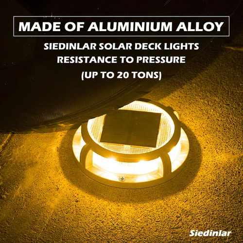 Vista 6 de Siedinlar Luces solares de cubierta para exteriores, 2 modos, 16 LED, marcadores de entrada, luz de muelle, alimentada por energía solar