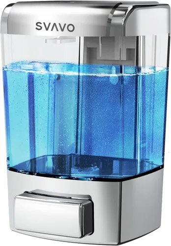 SVAVO Dispensador de Jabón Montado en Pared Dispensador Manual de Jabón para Cocina y Baño Dispensador de Jabón de Manos Recargable para Envases