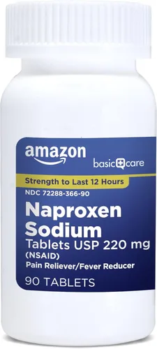 Vista 6 de Amazon Basic Care Comprimidos de sodio de naproxeno de 220 mg, reductor de fiebre de 12 horas (AINE) y analgésico para dolores musculares, dolor