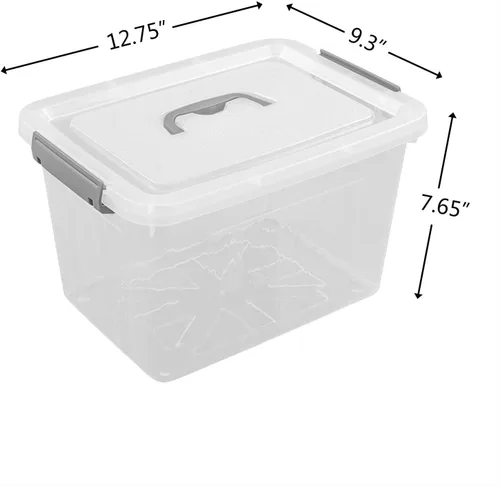 Vista 2 de Contenedor de plástico con tapa, caja de 12 cuartos de galón, juego de 1