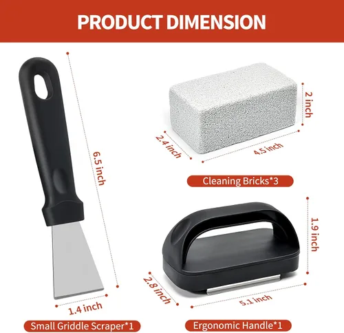 Vista 7 de Kit de limpieza de plancha para Blackstone, kit de accesorios Naranja