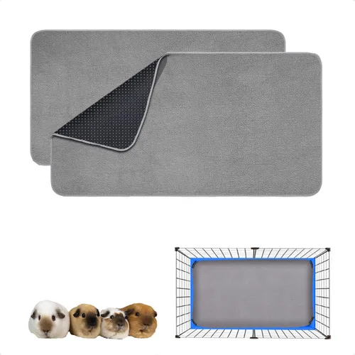 Vista 13 de Forro para jaula de conejillo de indias, paquete de 2 – Lavables, reutilizables, a prueba de fugas, almohadillas de cama de vellón para animales