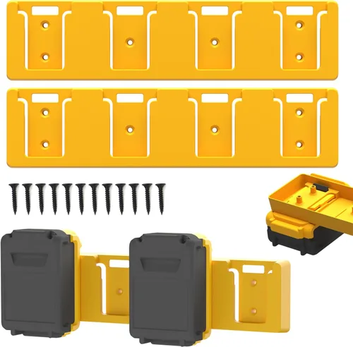 Vista 7 de Estante de Batería Compatible con Soporte de Batería DeWalt 20V, Montaje de 4 Ranuras para Batería a Granel Herramienta de Garaje, Herramientas