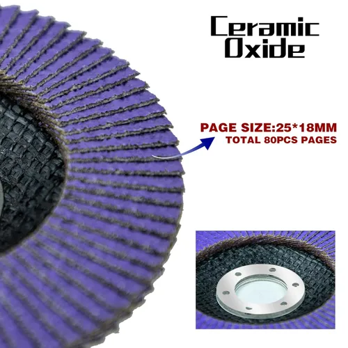 Vista 4 de Sali Paquete de 10 Discos de Aleta de Cerámica Grano 40 de 4.5" x 7/8 Pulgadas Disco de Lijado Tipo Bisel #29 Grado Premium e Industrial Amoladora
