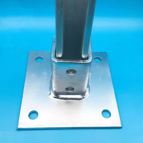 Vista 5 de Base de poste con tornillos y pernos de expansión para puntales de 1-5/8 pulgadas, canal de base de poste de 4 agujeros, acero galvanizado cuadrado