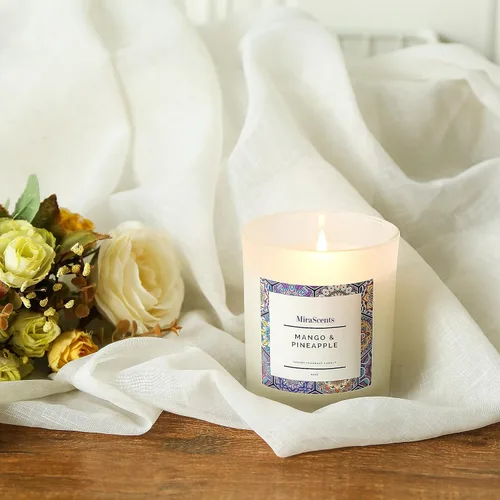 Vista 2 de Velas perfumadas de mango y piña, vela de verano, velas perfumadas de aromaterapia frutal, regalo de vela para mujeres, vela de cera de soja