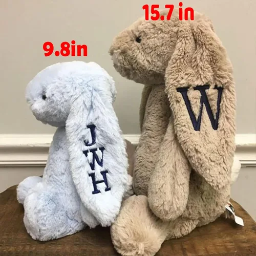 Vista 3 de Personalised Embroidered Plush Bunny, Custom Plush Toy Child's Easter Gift, Baptismal Gift with Child's Name