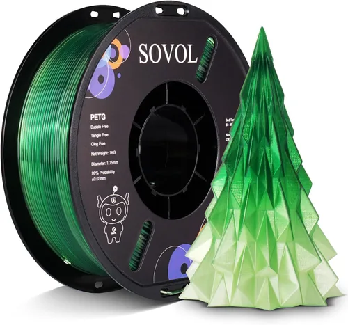 Vista 14 de Sovol Filamento PETG para impresora 3D de 0.069 in, 2.2 libras, alta precisión, fuerte dureza, tensión de cableado, precisión dimensional +/- 0.001
