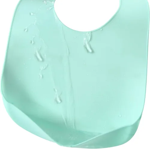 Vista 4 de PandaEar 3 Pack Waterproof Silicone Baby Bibs Super Thin Light Weight Feeding Bib with Food Catcher Pocket for Toddler