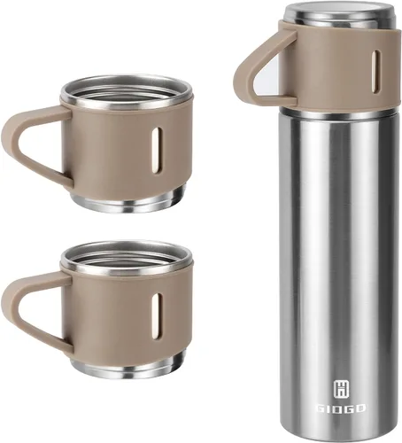 Vista 27 de Termo de acero inoxidable 500ml/16.9oz botella aislada al vacío con taza para café, bebidas calientes y bebidas frías, cantimplora de agua.